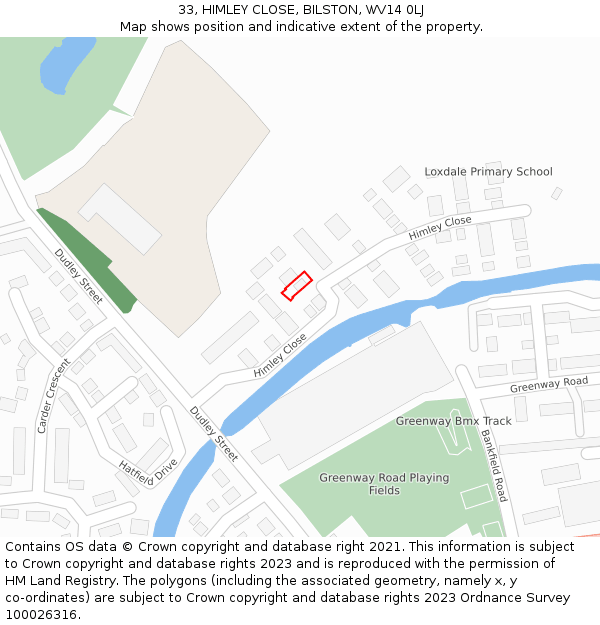 33, HIMLEY CLOSE, BILSTON, WV14 0LJ: Location map and indicative extent of plot