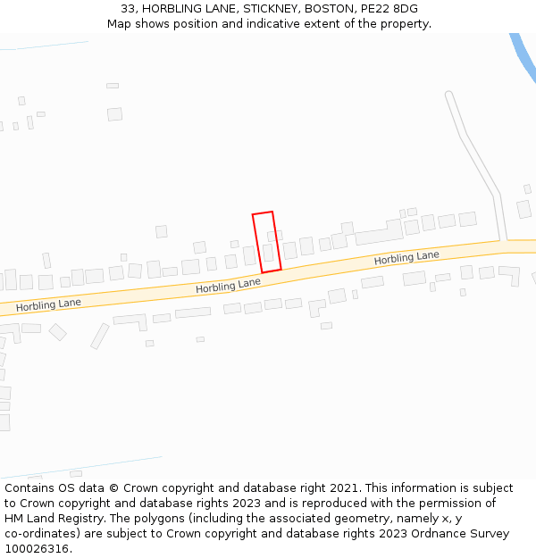 33, HORBLING LANE, STICKNEY, BOSTON, PE22 8DG: Location map and indicative extent of plot