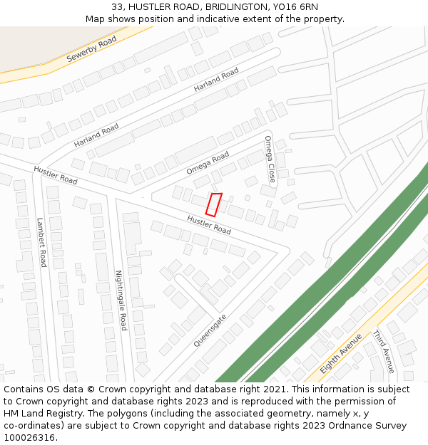 33, HUSTLER ROAD, BRIDLINGTON, YO16 6RN: Location map and indicative extent of plot