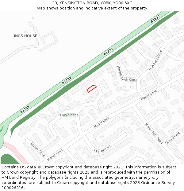 33, KENSINGTON ROAD, YORK, YO30 5XG: Location map and indicative extent of plot