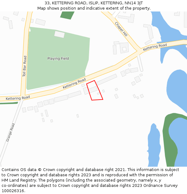 33, KETTERING ROAD, ISLIP, KETTERING, NN14 3JT: Location map and indicative extent of plot