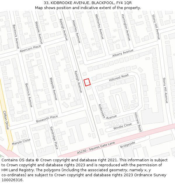 33, KIDBROOKE AVENUE, BLACKPOOL, FY4 1QR: Location map and indicative extent of plot