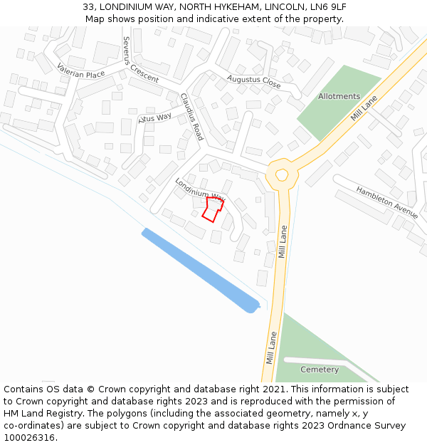 33, LONDINIUM WAY, NORTH HYKEHAM, LINCOLN, LN6 9LF: Location map and indicative extent of plot