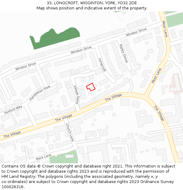 33, LONGCROFT, WIGGINTON, YORK, YO32 2DE: Location map and indicative extent of plot