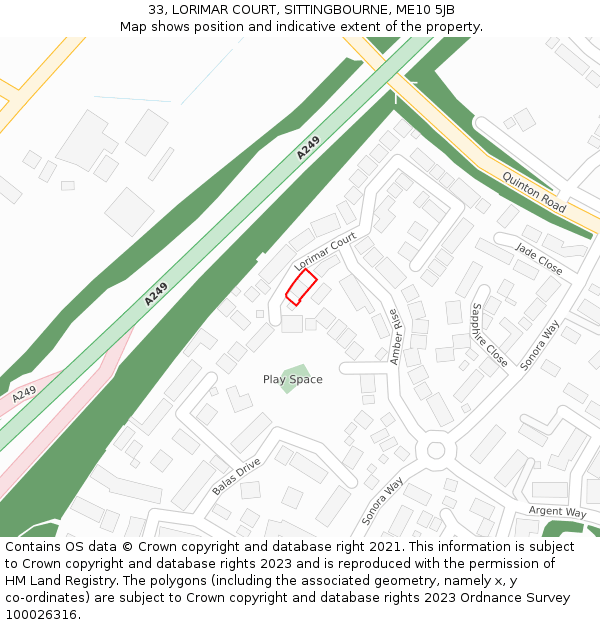 33, LORIMAR COURT, SITTINGBOURNE, ME10 5JB: Location map and indicative extent of plot