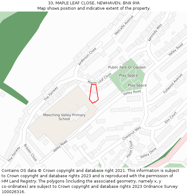 33, MAPLE LEAF CLOSE, NEWHAVEN, BN9 9YA: Location map and indicative extent of plot