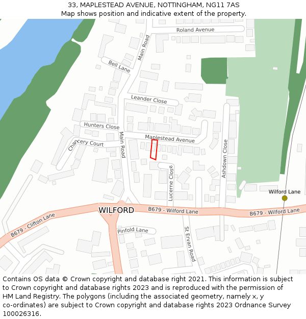 33, MAPLESTEAD AVENUE, NOTTINGHAM, NG11 7AS: Location map and indicative extent of plot