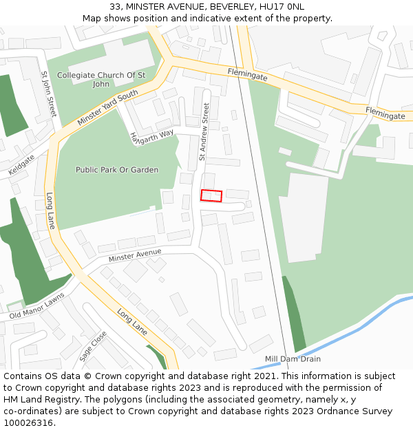 33, MINSTER AVENUE, BEVERLEY, HU17 0NL: Location map and indicative extent of plot