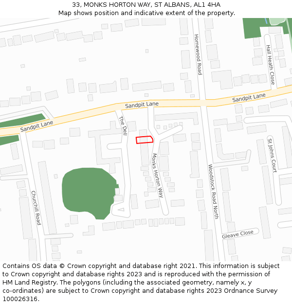 33, MONKS HORTON WAY, ST ALBANS, AL1 4HA: Location map and indicative extent of plot