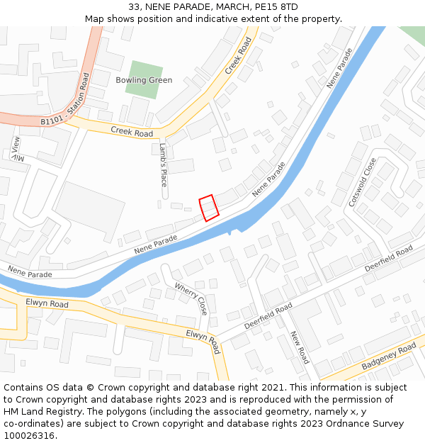 33, NENE PARADE, MARCH, PE15 8TD: Location map and indicative extent of plot