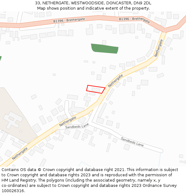 33, NETHERGATE, WESTWOODSIDE, DONCASTER, DN9 2DL: Location map and indicative extent of plot