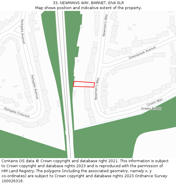 33, NEWMANS WAY, BARNET, EN4 0LR: Location map and indicative extent of plot