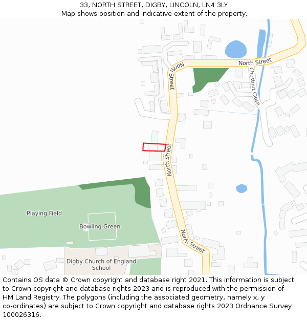 33, NORTH STREET, DIGBY, LINCOLN, LN4 3LY: Location map and indicative extent of plot