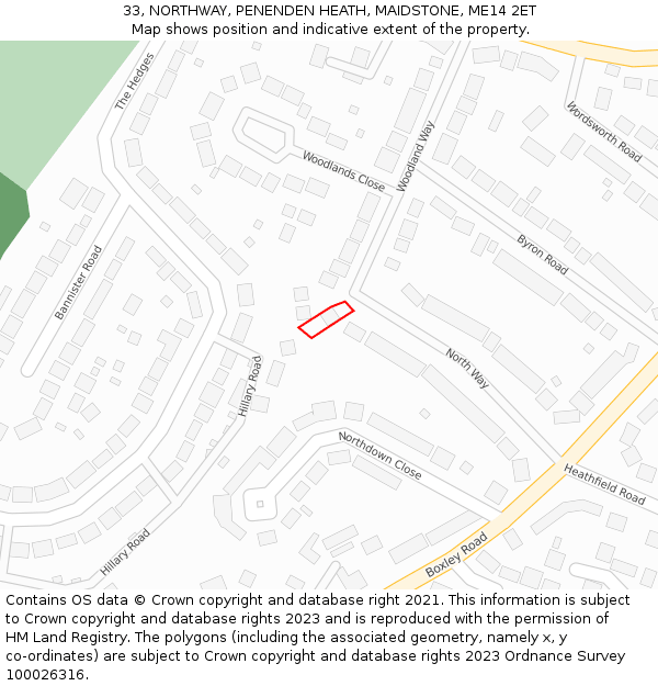 33, NORTHWAY, PENENDEN HEATH, MAIDSTONE, ME14 2ET: Location map and indicative extent of plot