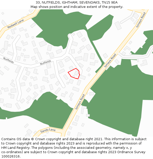 33, NUTFIELDS, IGHTHAM, SEVENOAKS, TN15 9EA: Location map and indicative extent of plot