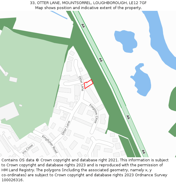 33, OTTER LANE, MOUNTSORREL, LOUGHBOROUGH, LE12 7GF: Location map and indicative extent of plot
