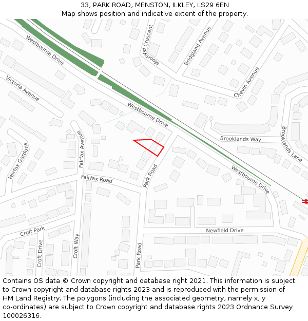 33, PARK ROAD, MENSTON, ILKLEY, LS29 6EN: Location map and indicative extent of plot