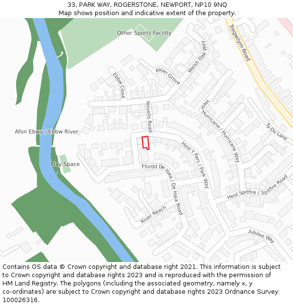 33, PARK WAY, ROGERSTONE, NEWPORT, NP10 9NQ: Location map and indicative extent of plot