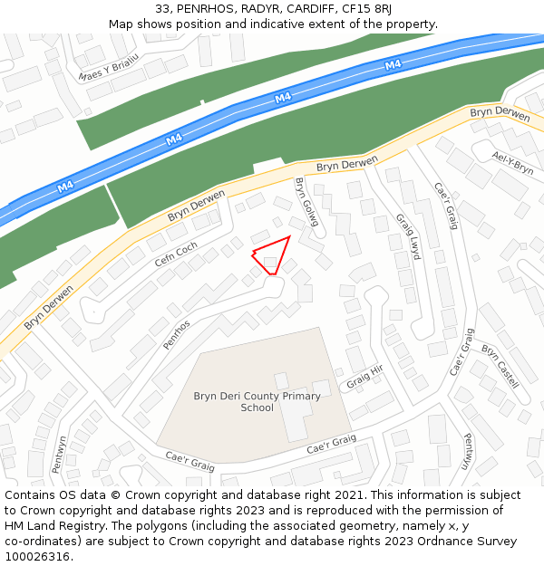 33, PENRHOS, RADYR, CARDIFF, CF15 8RJ: Location map and indicative extent of plot