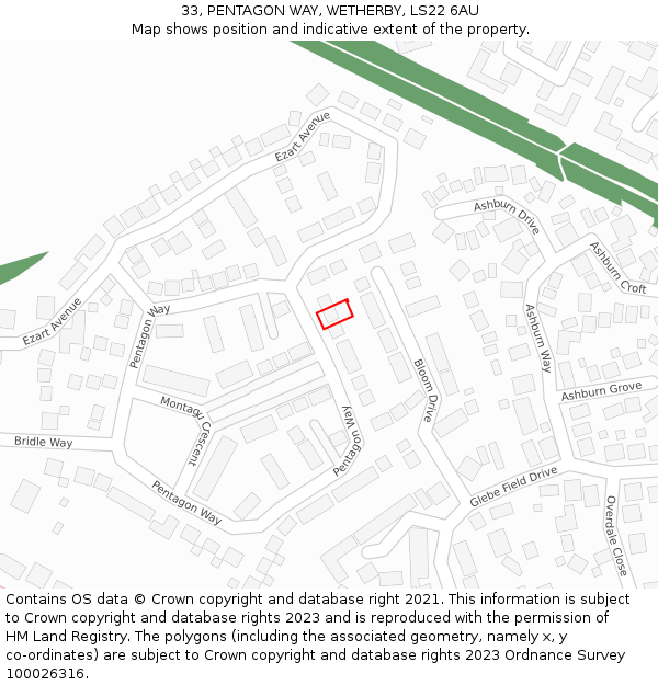 33, PENTAGON WAY, WETHERBY, LS22 6AU: Location map and indicative extent of plot