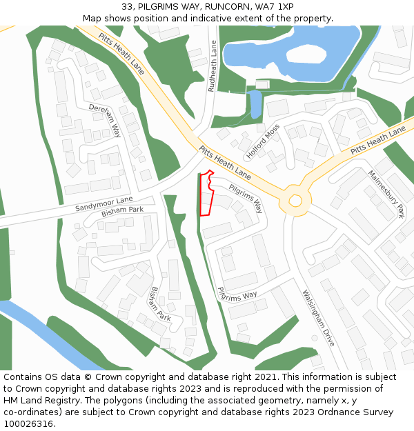 33, PILGRIMS WAY, RUNCORN, WA7 1XP: Location map and indicative extent of plot