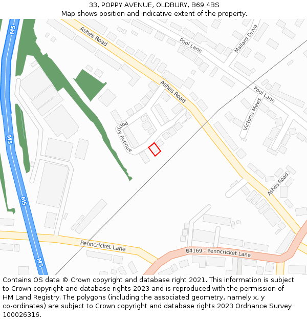 33, POPPY AVENUE, OLDBURY, B69 4BS: Location map and indicative extent of plot