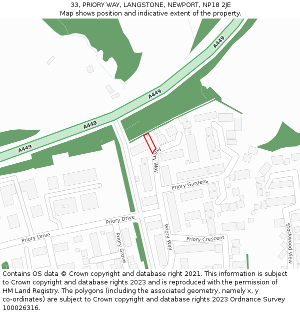 33, PRIORY WAY, LANGSTONE, NEWPORT, NP18 2JE: Location map and indicative extent of plot