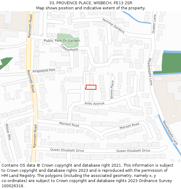 33, PROVENCE PLACE, WISBECH, PE13 2SR: Location map and indicative extent of plot