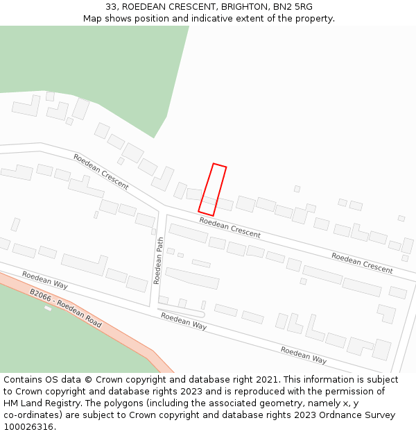 33, ROEDEAN CRESCENT, BRIGHTON, BN2 5RG: Location map and indicative extent of plot