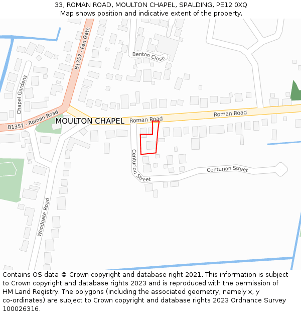 33, ROMAN ROAD, MOULTON CHAPEL, SPALDING, PE12 0XQ: Location map and indicative extent of plot