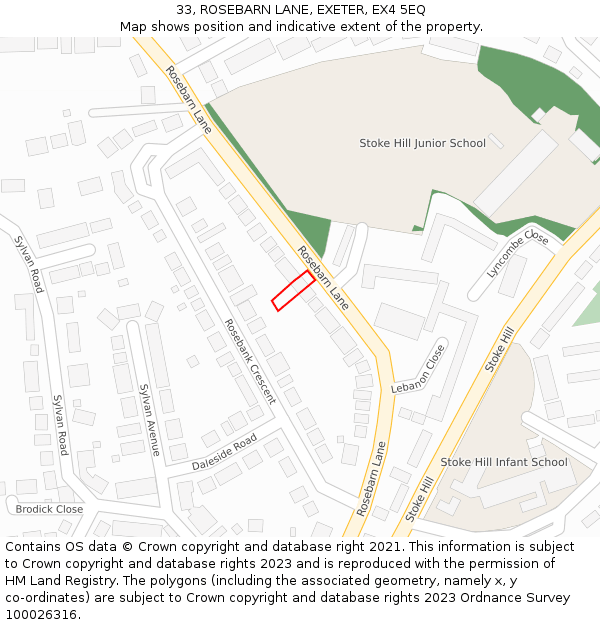 33, ROSEBARN LANE, EXETER, EX4 5EQ: Location map and indicative extent of plot