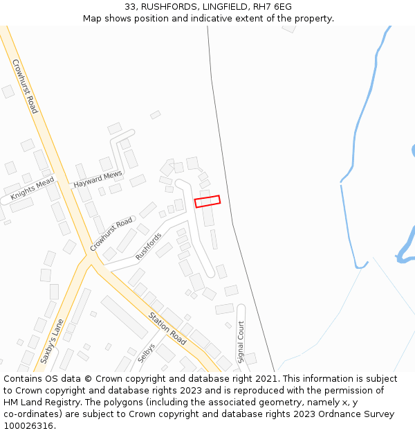 33, RUSHFORDS, LINGFIELD, RH7 6EG: Location map and indicative extent of plot