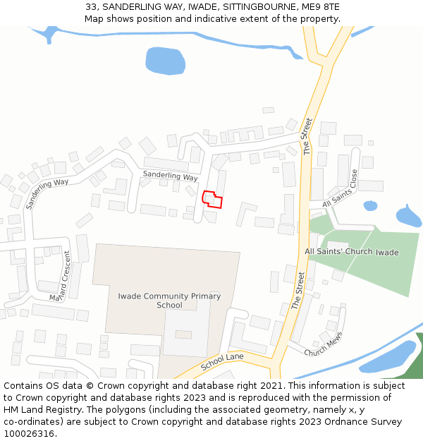 33, SANDERLING WAY, IWADE, SITTINGBOURNE, ME9 8TE: Location map and indicative extent of plot