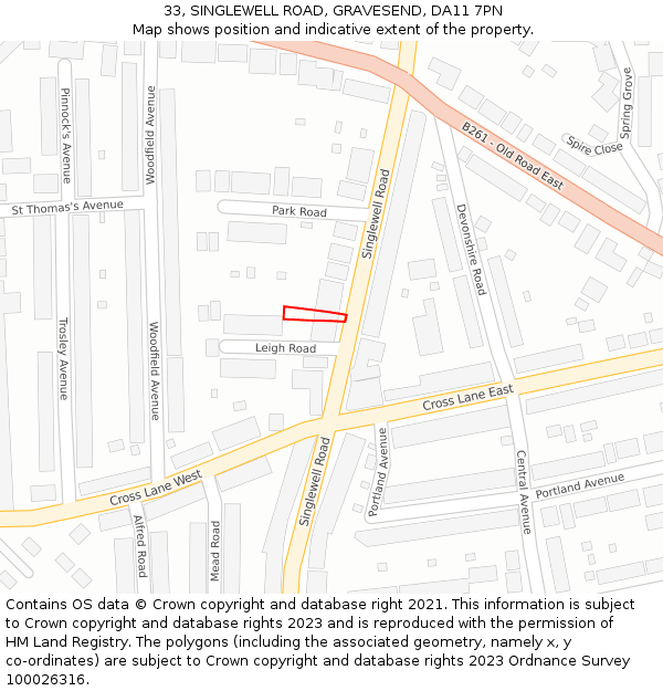 33, SINGLEWELL ROAD, GRAVESEND, DA11 7PN: Location map and indicative extent of plot