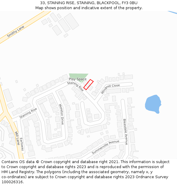 33, STAINING RISE, STAINING, BLACKPOOL, FY3 0BU: Location map and indicative extent of plot
