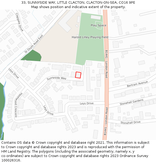 33, SUNNYSIDE WAY, LITTLE CLACTON, CLACTON-ON-SEA, CO16 9PE: Location map and indicative extent of plot