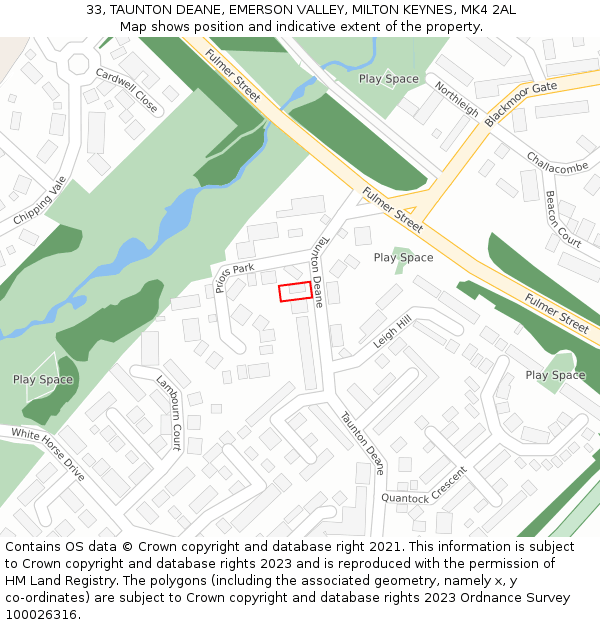 33, TAUNTON DEANE, EMERSON VALLEY, MILTON KEYNES, MK4 2AL: Location map and indicative extent of plot