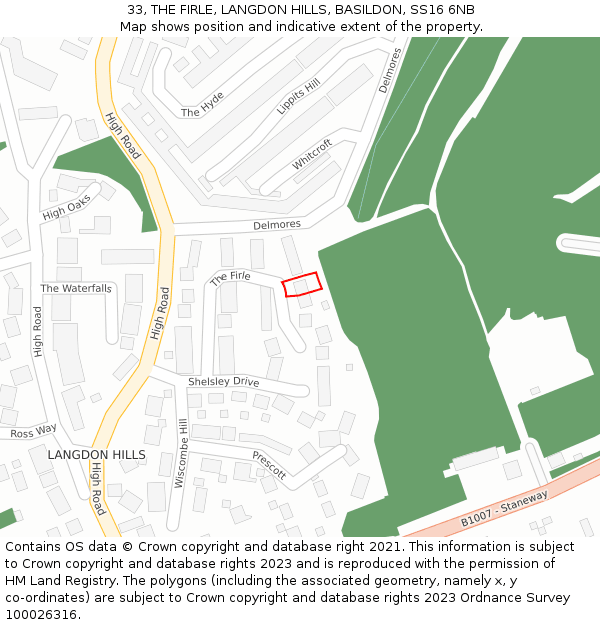 33, THE FIRLE, LANGDON HILLS, BASILDON, SS16 6NB: Location map and indicative extent of plot