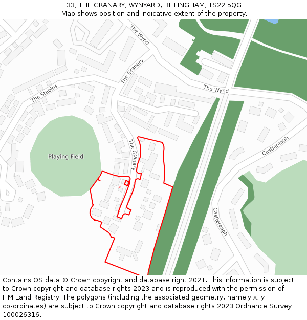 33, THE GRANARY, WYNYARD, BILLINGHAM, TS22 5QG: Location map and indicative extent of plot