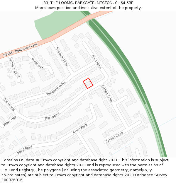 33, THE LOOMS, PARKGATE, NESTON, CH64 6RE: Location map and indicative extent of plot