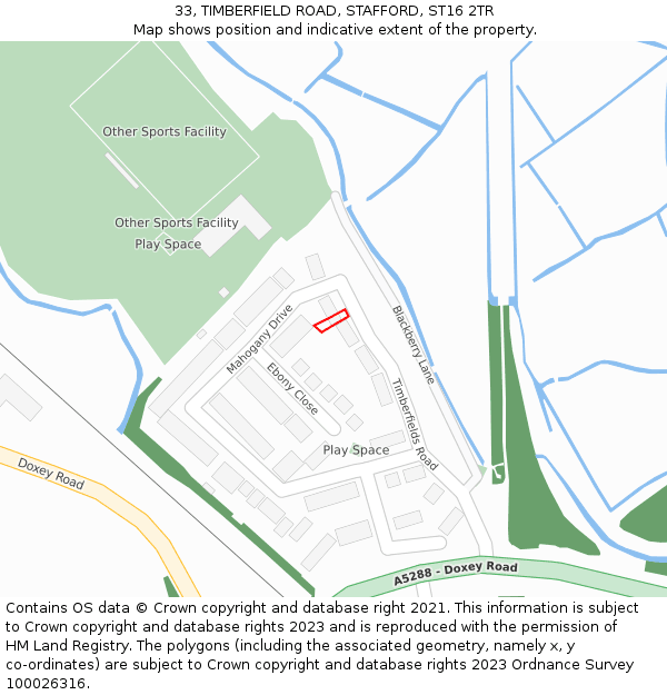 33, TIMBERFIELD ROAD, STAFFORD, ST16 2TR: Location map and indicative extent of plot