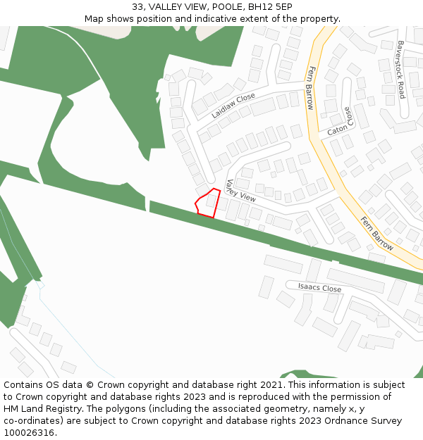 33, VALLEY VIEW, POOLE, BH12 5EP: Location map and indicative extent of plot