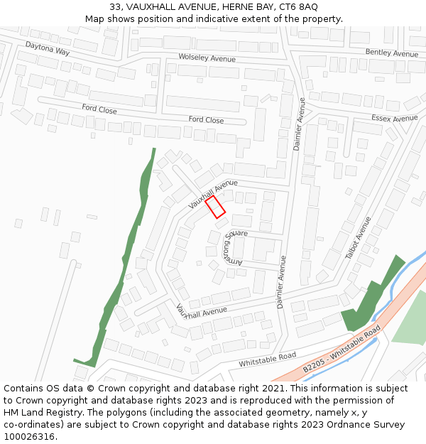 33, VAUXHALL AVENUE, HERNE BAY, CT6 8AQ: Location map and indicative extent of plot