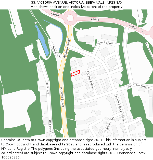 33, VICTORIA AVENUE, VICTORIA, EBBW VALE, NP23 8AY: Location map and indicative extent of plot