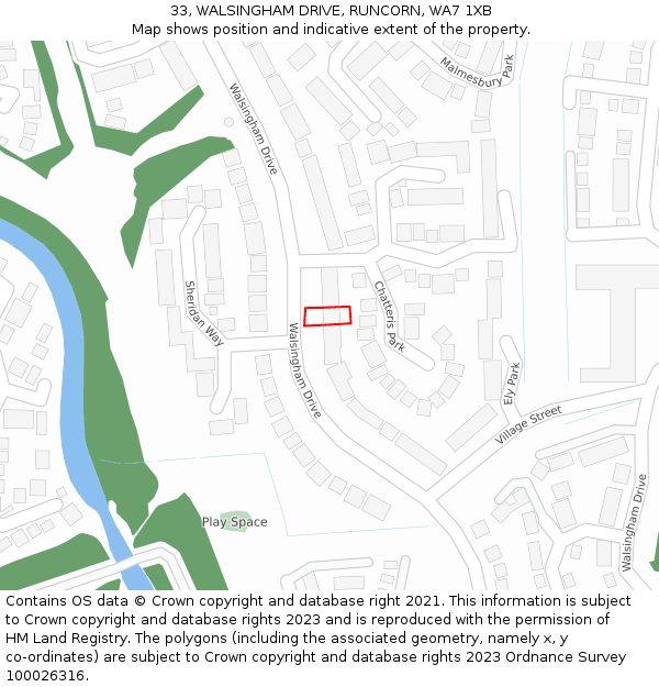 33, WALSINGHAM DRIVE, RUNCORN, WA7 1XB: Location map and indicative extent of plot