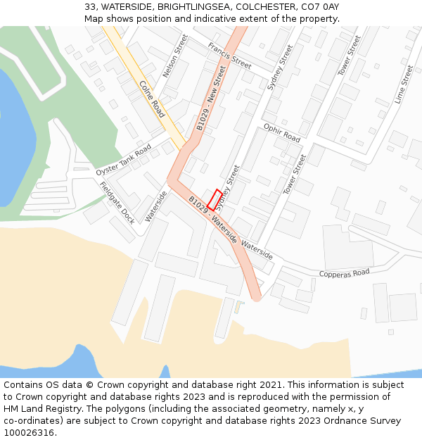 33, WATERSIDE, BRIGHTLINGSEA, COLCHESTER, CO7 0AY: Location map and indicative extent of plot