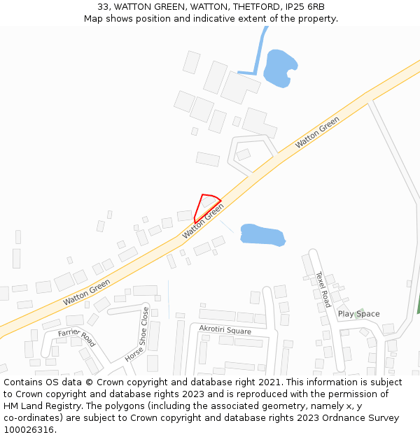 33, WATTON GREEN, WATTON, THETFORD, IP25 6RB: Location map and indicative extent of plot