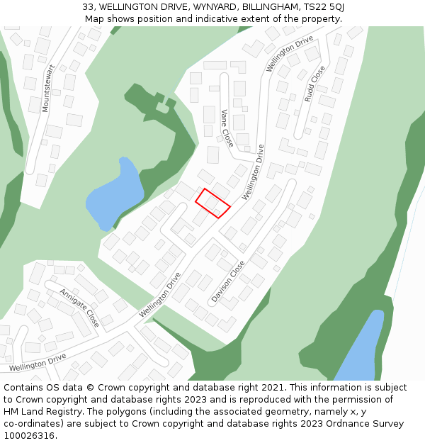 33, WELLINGTON DRIVE, WYNYARD, BILLINGHAM, TS22 5QJ: Location map and indicative extent of plot