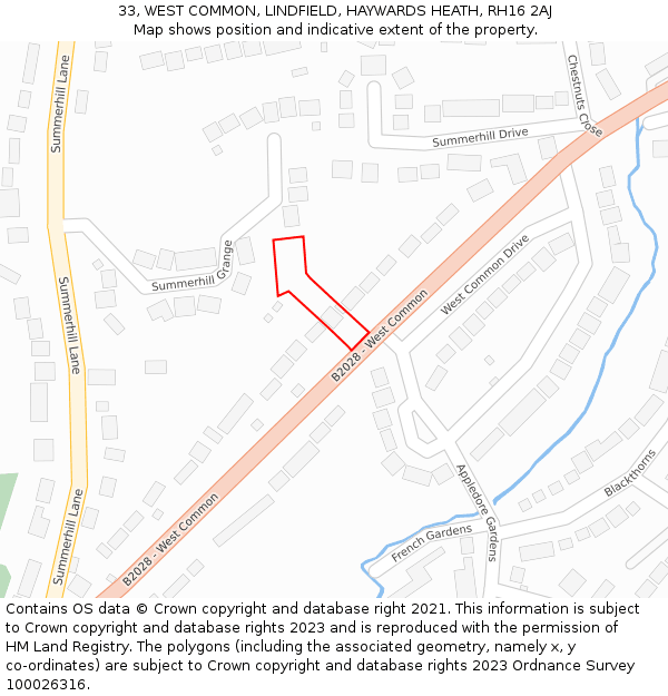 33, WEST COMMON, LINDFIELD, HAYWARDS HEATH, RH16 2AJ: Location map and indicative extent of plot