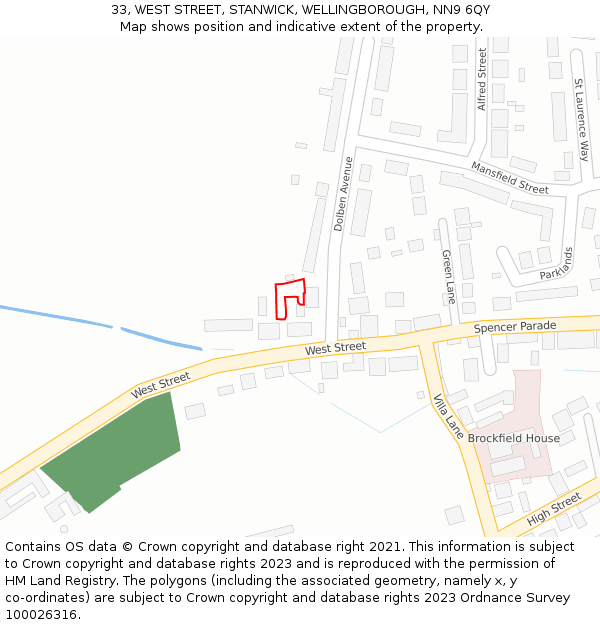 33, WEST STREET, STANWICK, WELLINGBOROUGH, NN9 6QY: Location map and indicative extent of plot